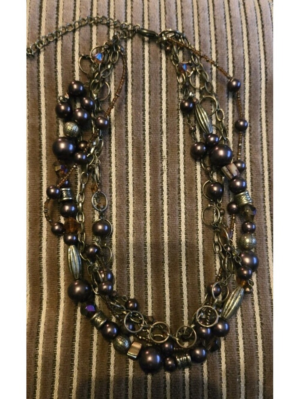 Vtg 5 Strand Graduated Multicolor Beaded Necklace 16”